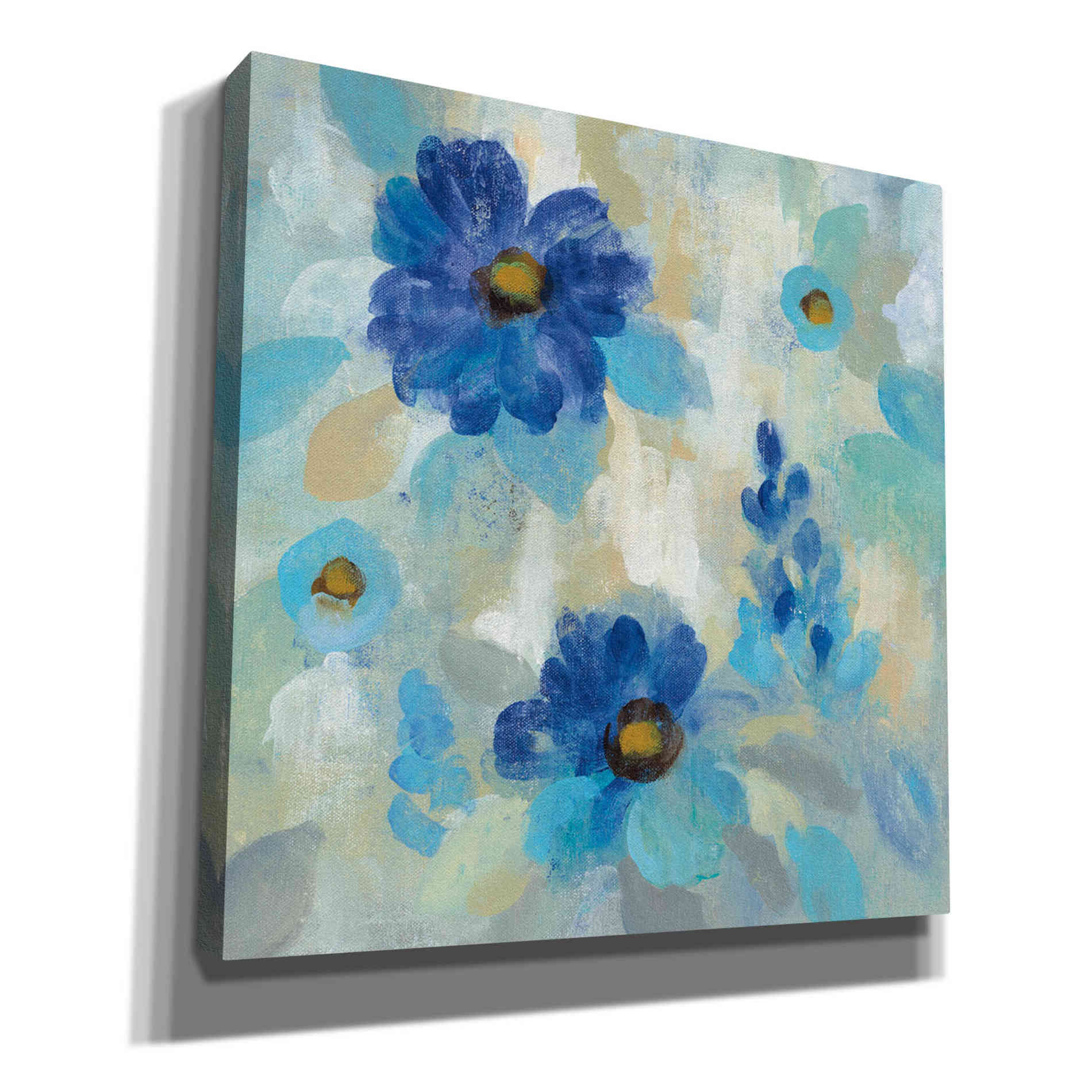 'Blue Flowers Whisper II' by Silvia Vassileva, Canvas Wall Art