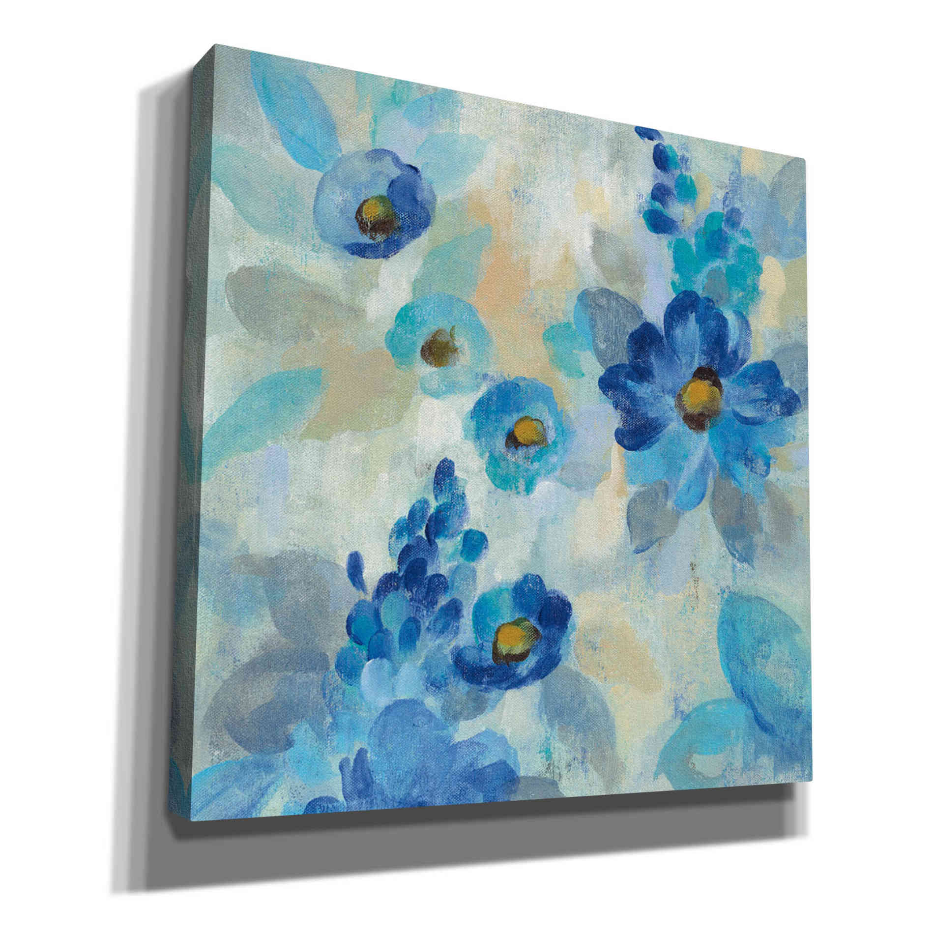 'Blue Flowers Whisper III' by Silvia Vassileva, Canvas Wall Art