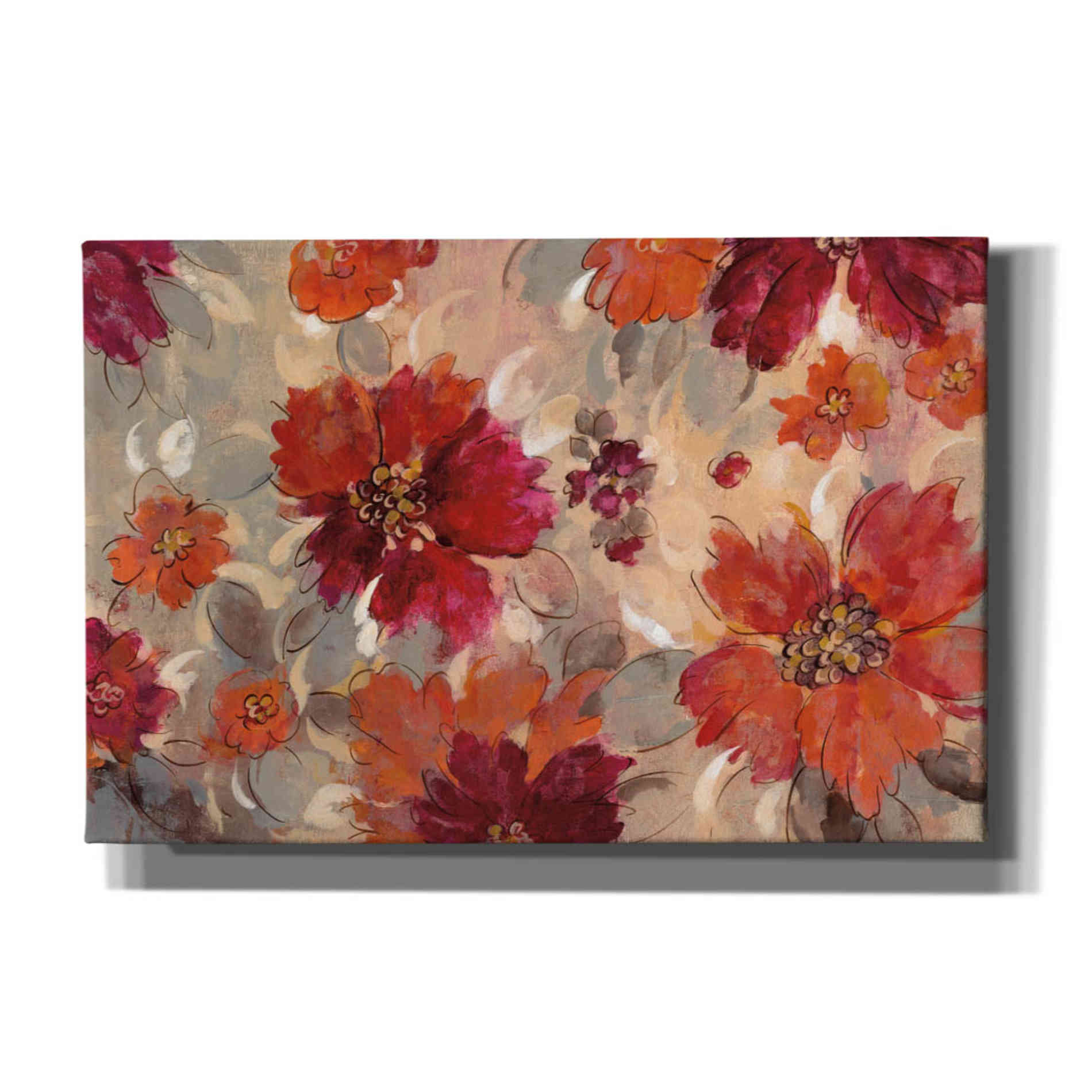 'Magenta and Coral Floral' by Silvia Vassileva, Canvas Wall Art