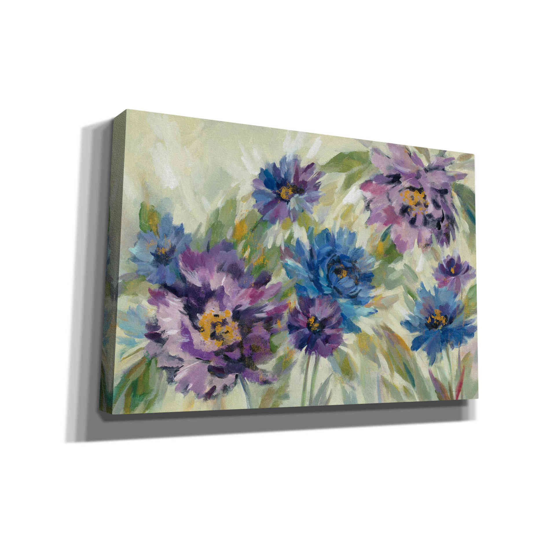 'Bold Blue and Lavender Flowers' by Silvia Vassileva, Canvas Wall Art