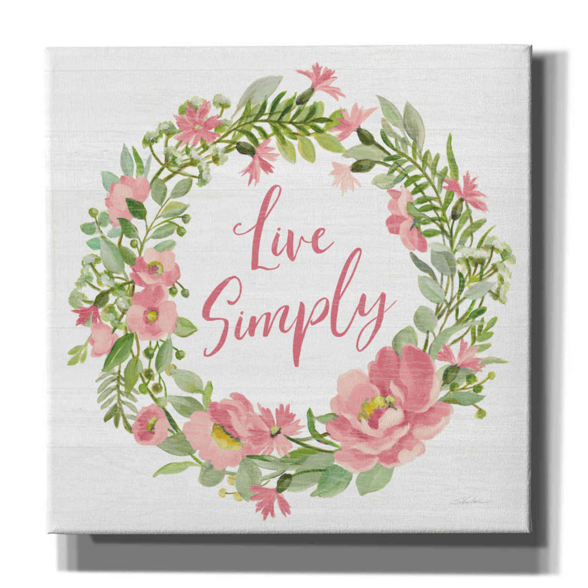 'Live Simply Blush' by Silvia Vassileva, Canvas Wall Art