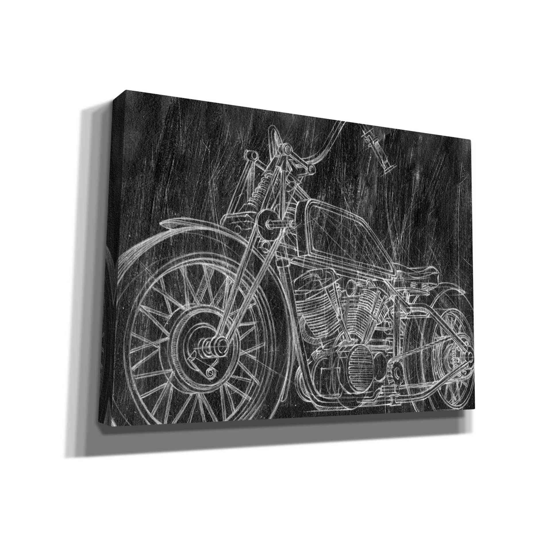 "Motorcycle Mechanical Sketch II" by Ethan Harper, Canvas Wall Art