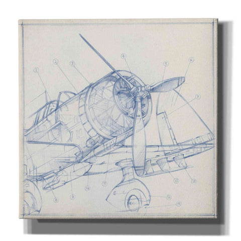 Image of "Airplane Mechanical Sketch I" by Ethan Harper, Canvas Wall Art
