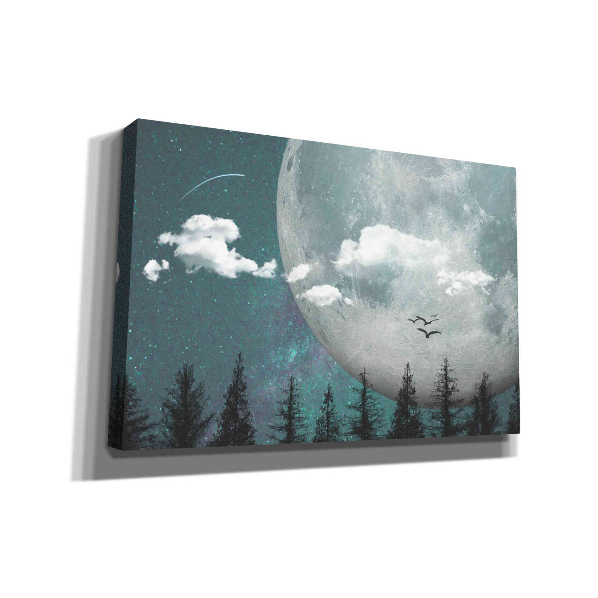 "Big Moon Over Forest 3" by Hal Halli, Canvas Wall Art