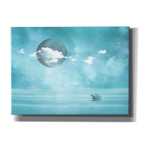 Image of "Boat In Sea With Moon 1" by Hal Halli, Canvas Wall Art