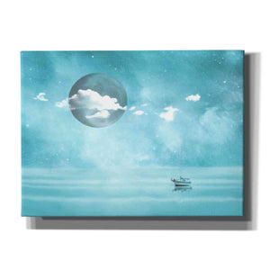 "Boat In Sea With Moon 1" by Hal Halli, Canvas Wall Art