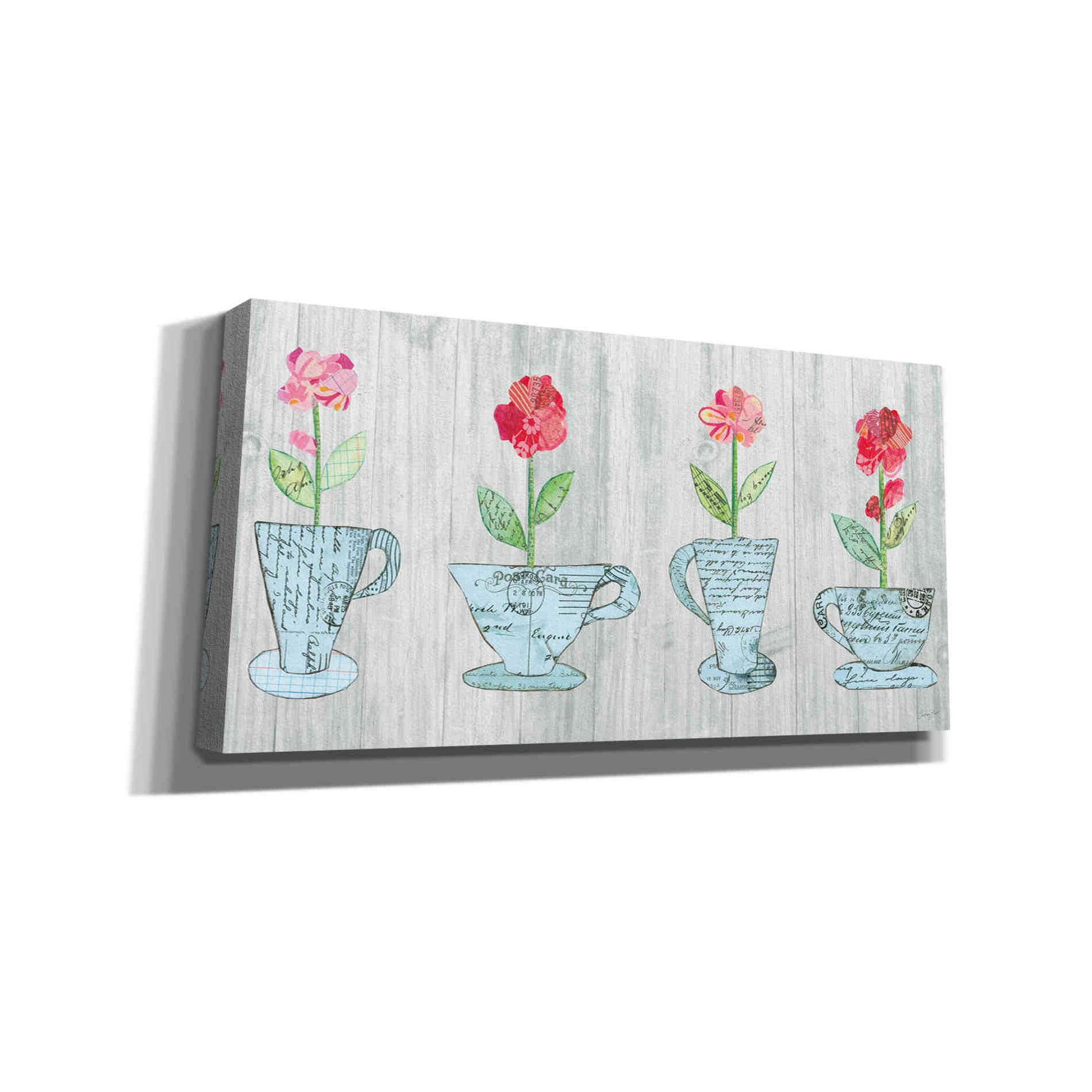 'Teacup Floral V Shiplap' by Courtney Prahl, Canvas Wall Art