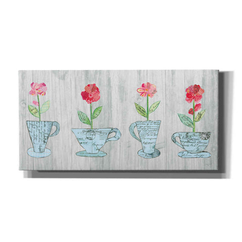 Image of 'Teacup Floral V Shiplap' by Courtney Prahl, Canvas Wall Art