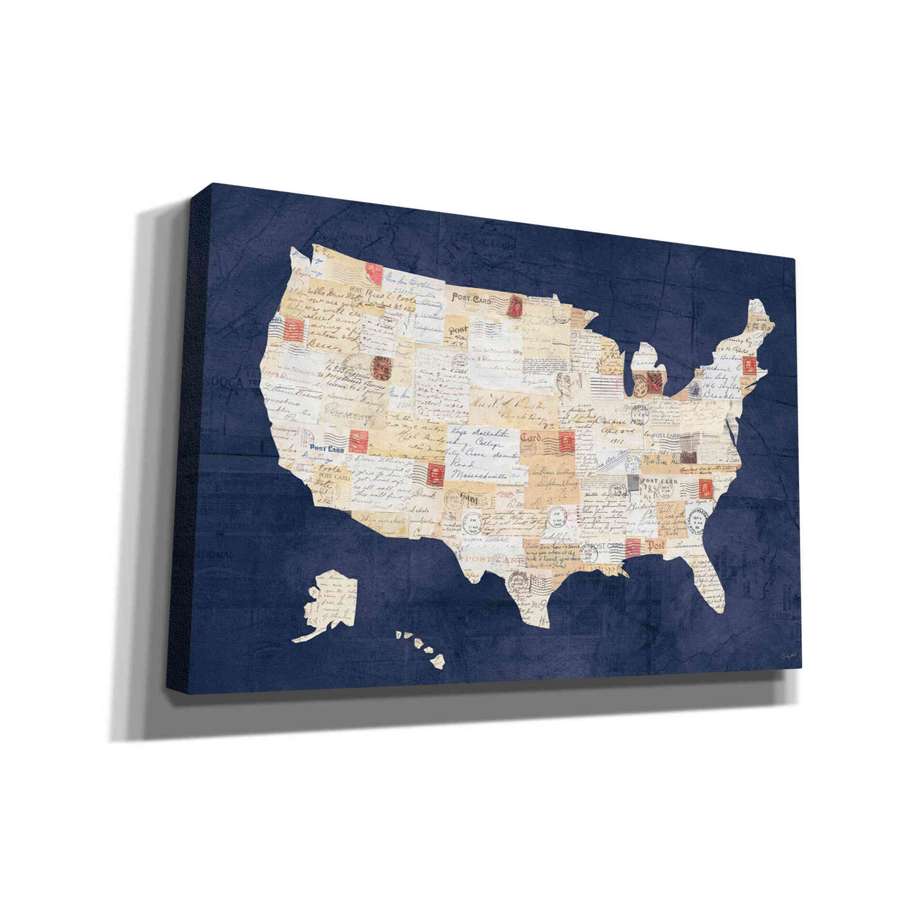 'Vintage USA on Indigo' by Courtney Prahl, Canvas Wall Art