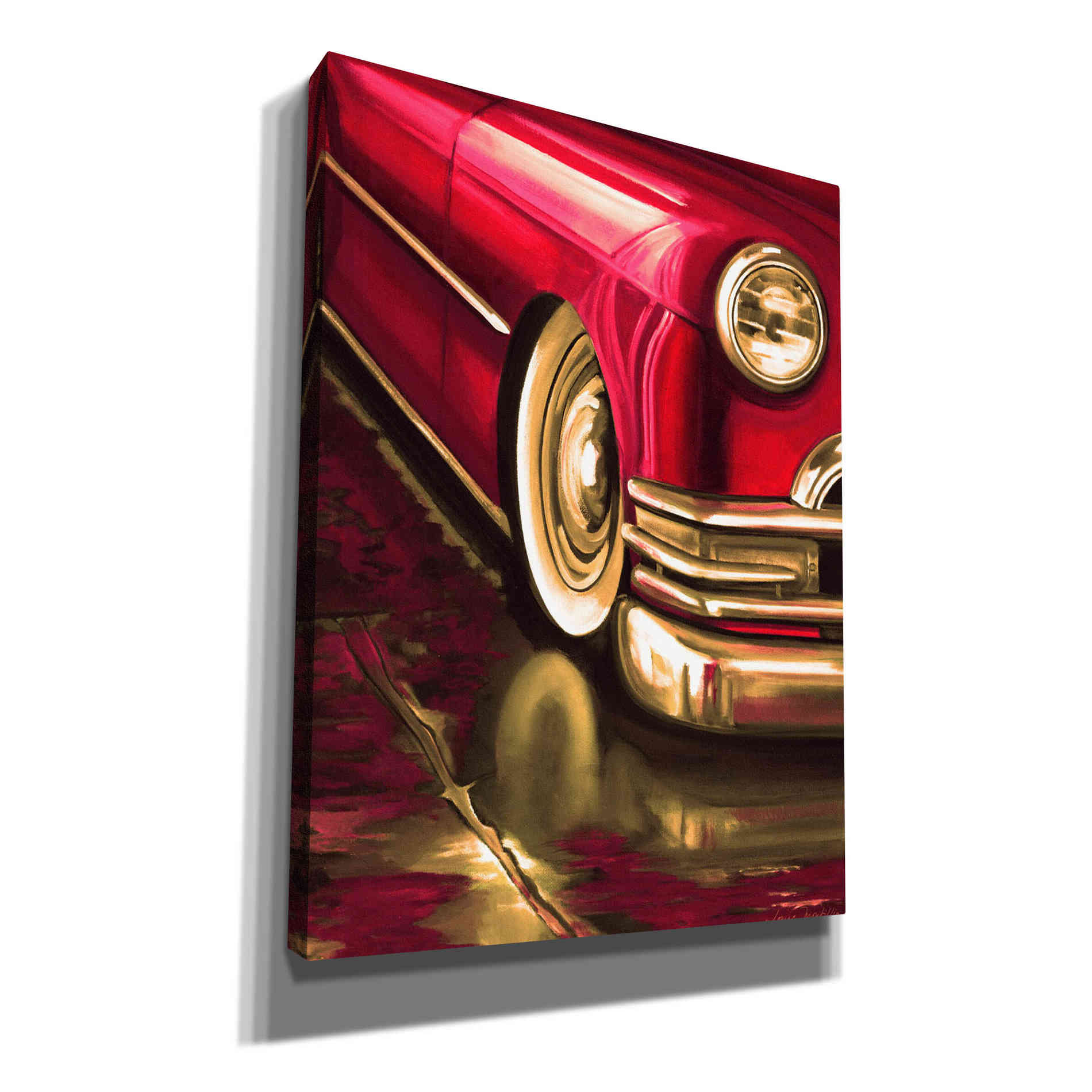 'Vintage Car Reflections' by Louise Montillio, Canvas Wall Art,Size C Portrait
