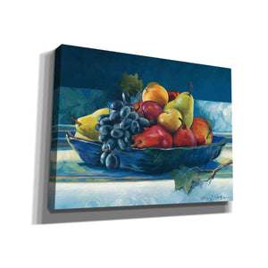 'Blue Plate with Fruit' by Marilyn Hageman, Canvas Wall Art