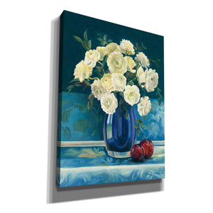 'Roses in Cobalt Vase' by Marilyn Hageman, Canvas Wall Art