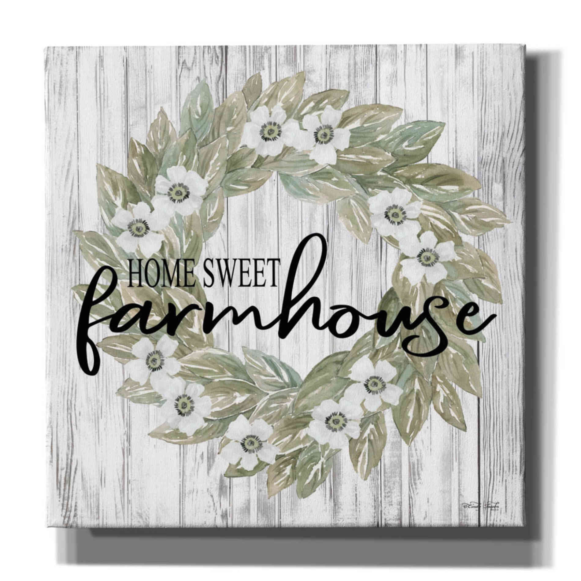 'Home Sweet Farmhouse Wreath' by Cindy Jacobs, Canvas Wall Art