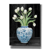 'Blue and White Tulips Black I' by Cindy Jacobs, Canvas Wall Art