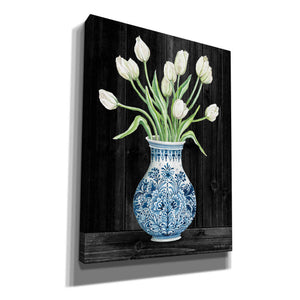 'Blue and White Tulips Black II' by Cindy Jacobs, Canvas Wall Art