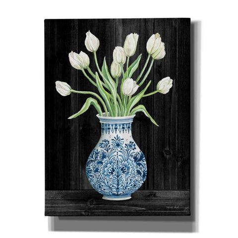 Image of 'Blue and White Tulips Black II' by Cindy Jacobs, Canvas Wall Art