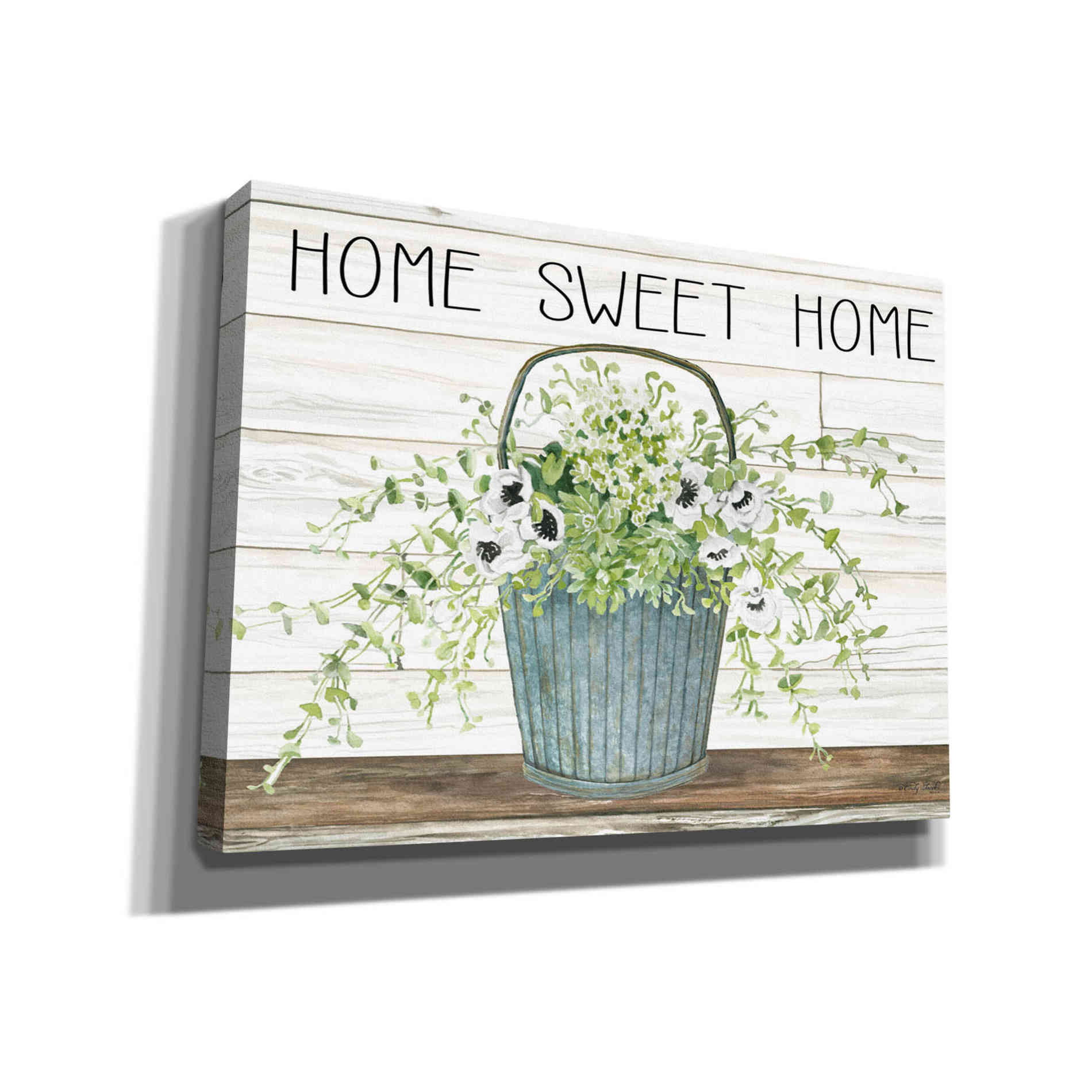 'Home Sweet Home Galvanized Bucket' by Cindy Jacobs, Canvas Wall Art