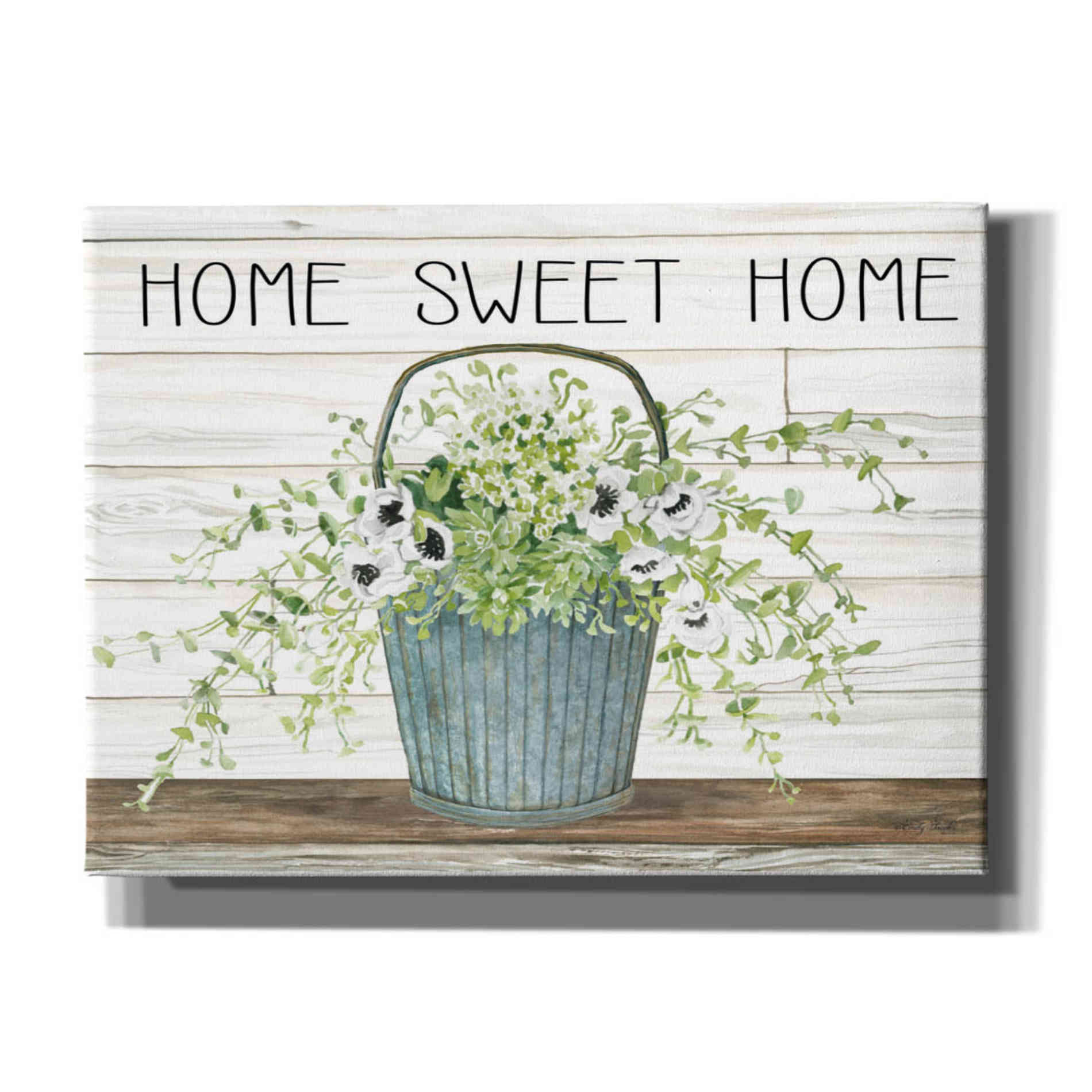 'Home Sweet Home Galvanized Bucket' by Cindy Jacobs, Canvas Wall Art