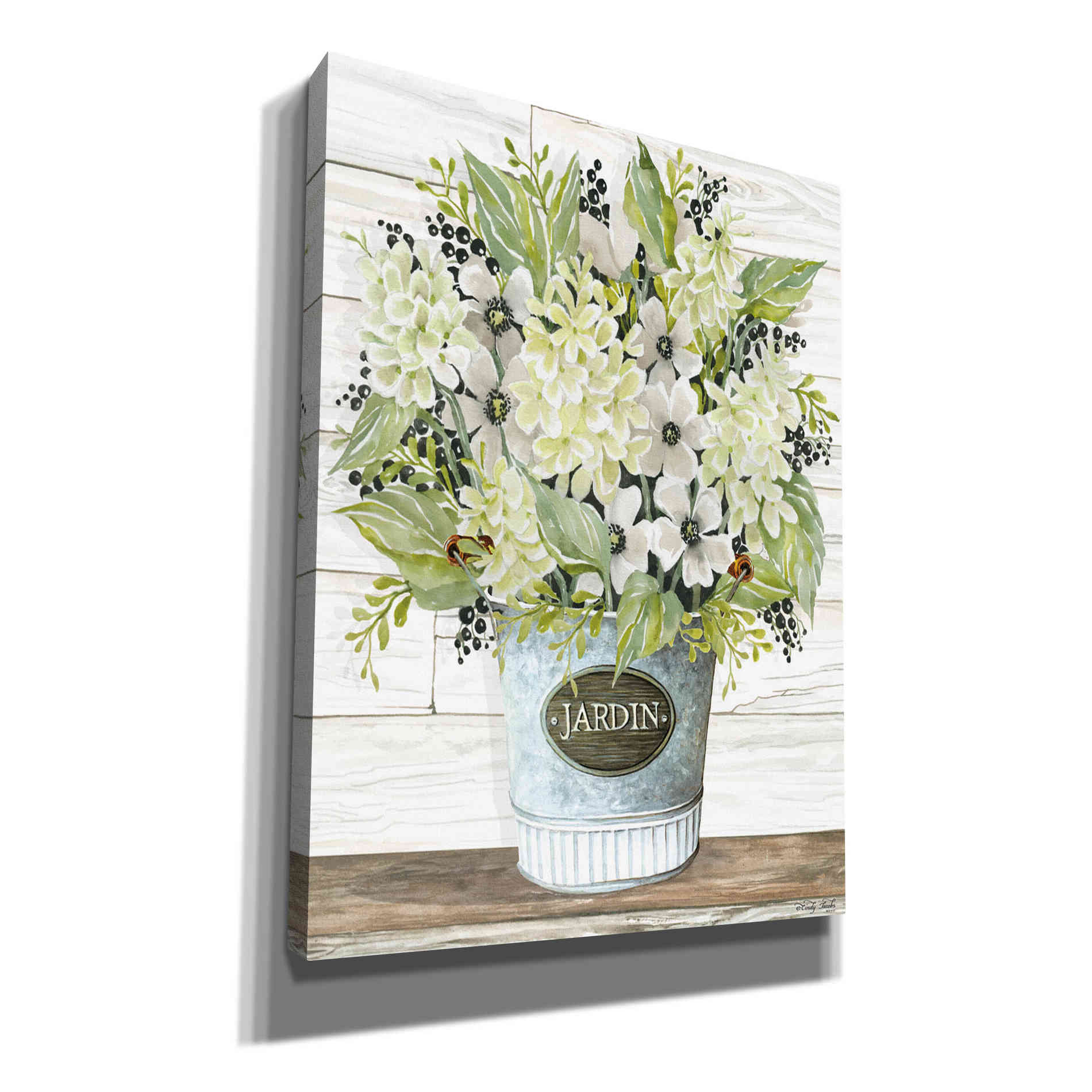 'Jardin Galvanized Bucket' by Cindy Jacobs, Canvas Wall Art