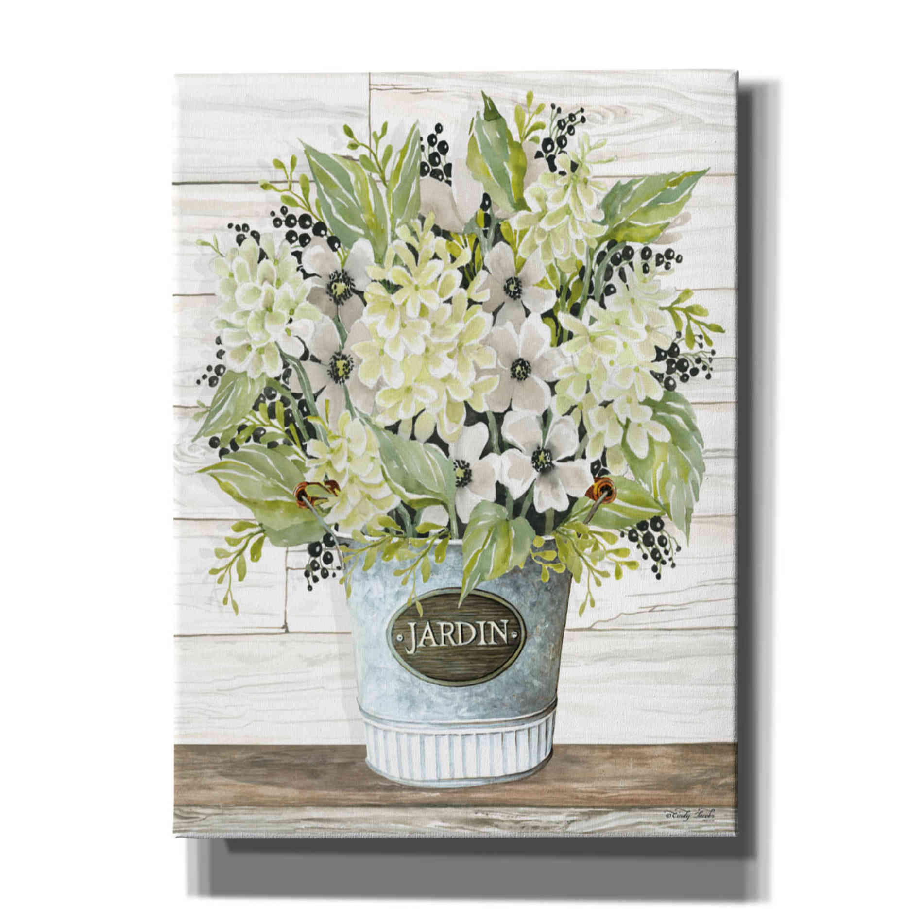 'Jardin Galvanized Bucket' by Cindy Jacobs, Canvas Wall Art