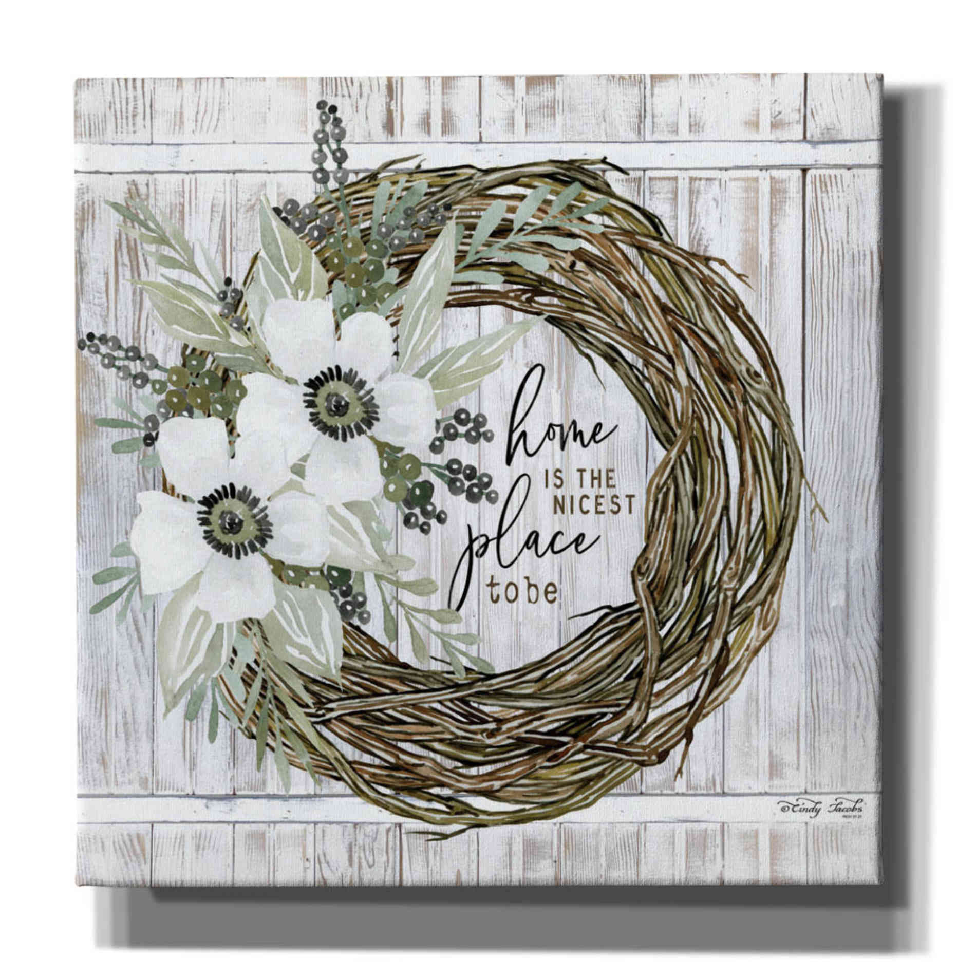 'Home is the Nicest Place to Be Wreath' by Cindy Jacobs, Canvas Wall Art