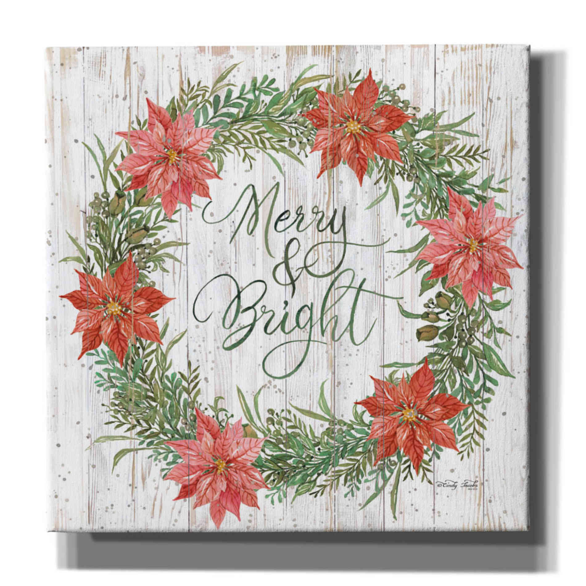 'Merry & Bright Wreath' by Cindy Jacobs, Canvas Wall Art