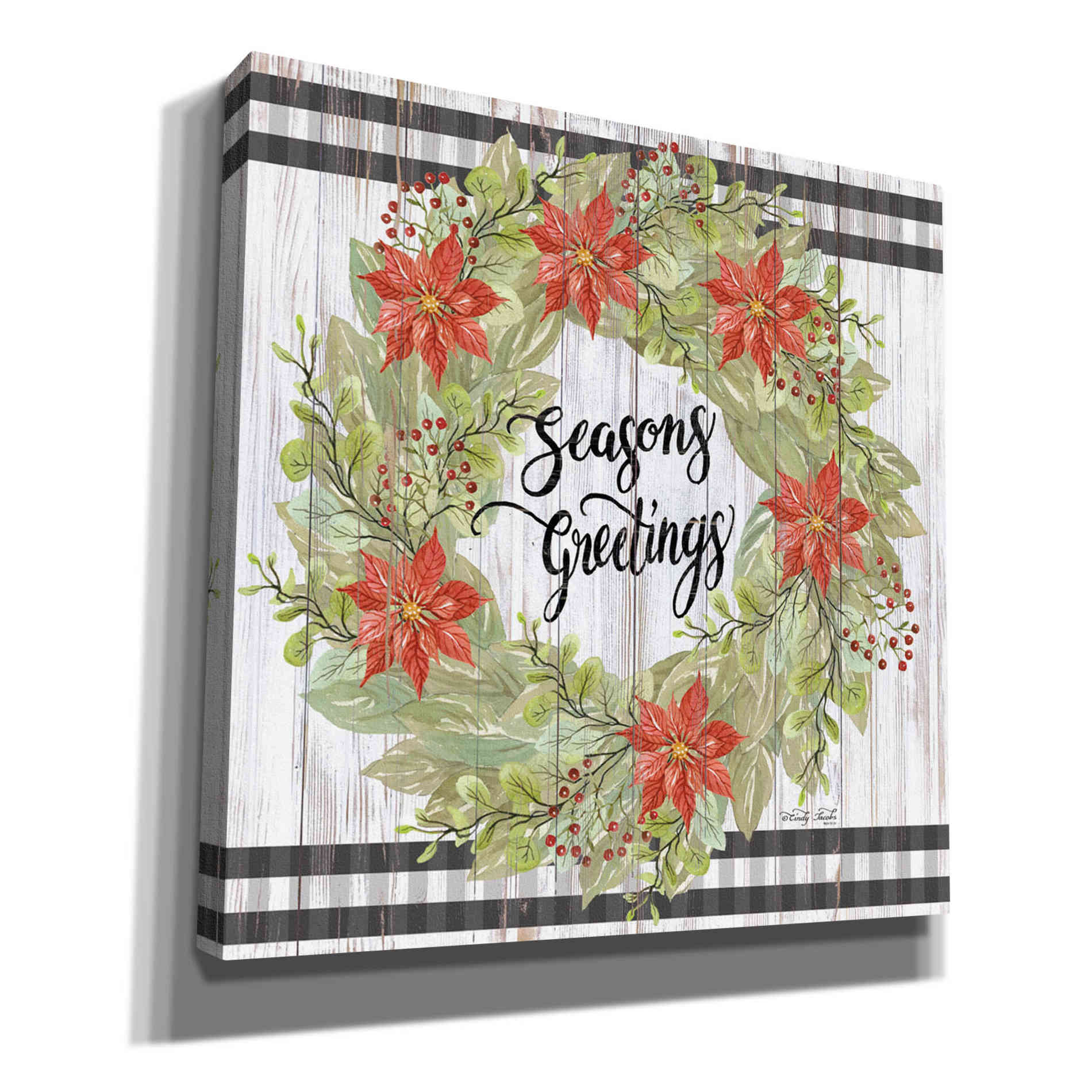 'Seasons Greetings Wreath' by Cindy Jacobs, Canvas Wall Art