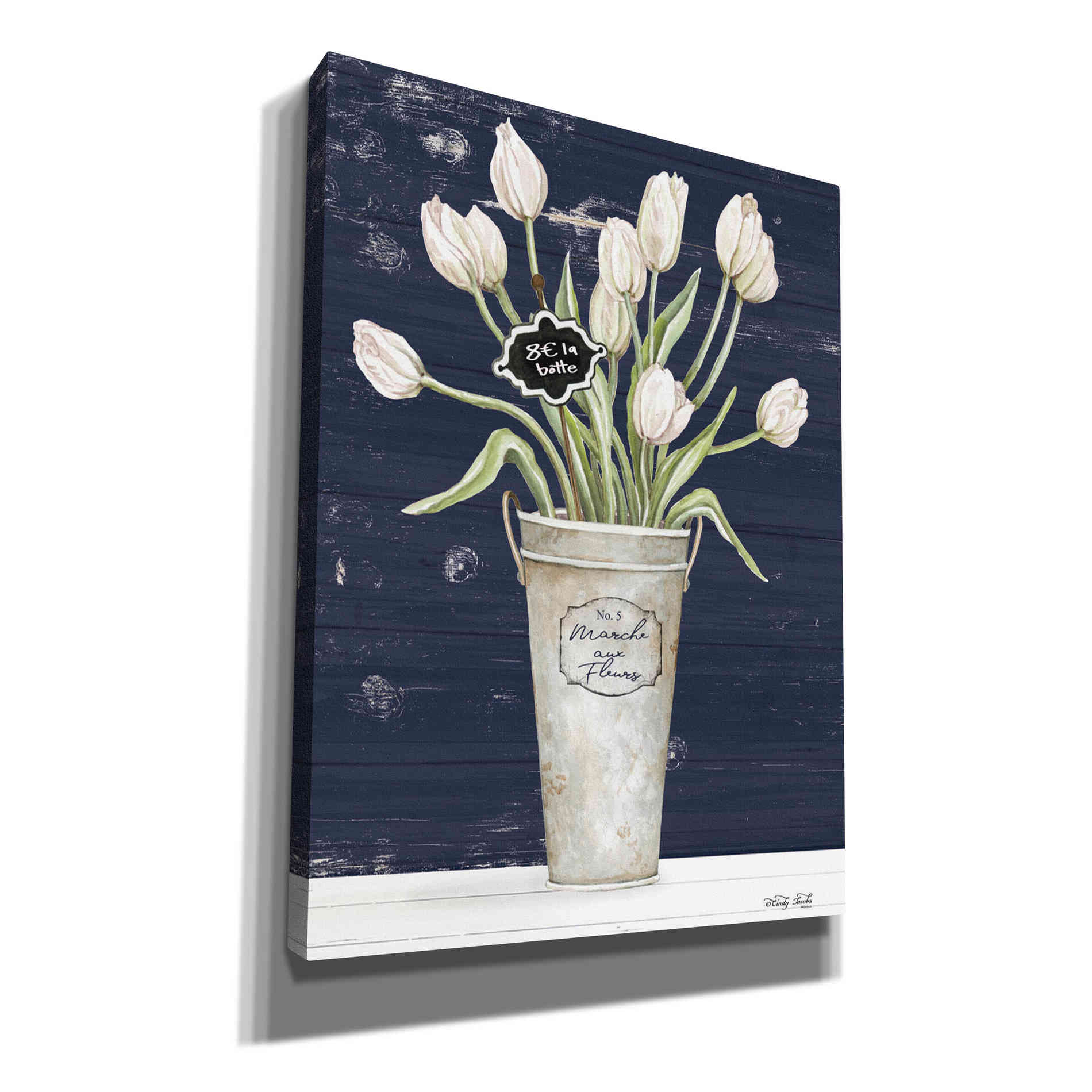 'Tulips on Navy I' by Cindy Jacobs, Canvas Wall Art
