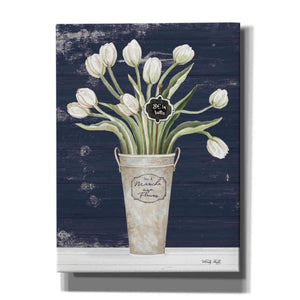 'Tulips on Navy II' by Cindy Jacobs, Canvas Wall Art