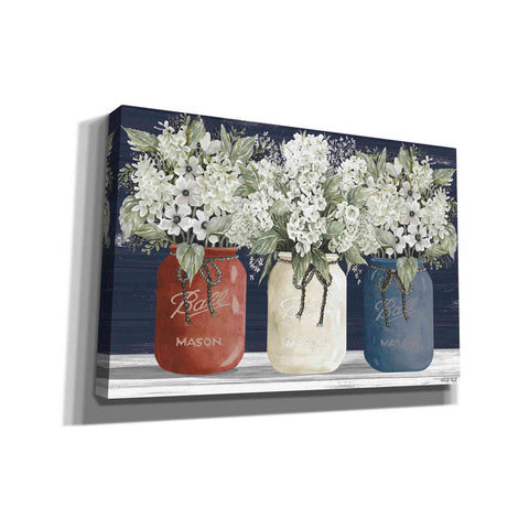Image of 'Red, White & Blue Jar Trio' by Cindy Jacobs, Canvas Wall Art