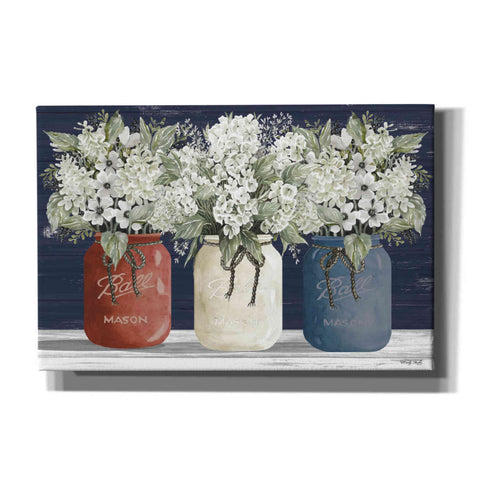 Image of 'Red, White & Blue Jar Trio' by Cindy Jacobs, Canvas Wall Art