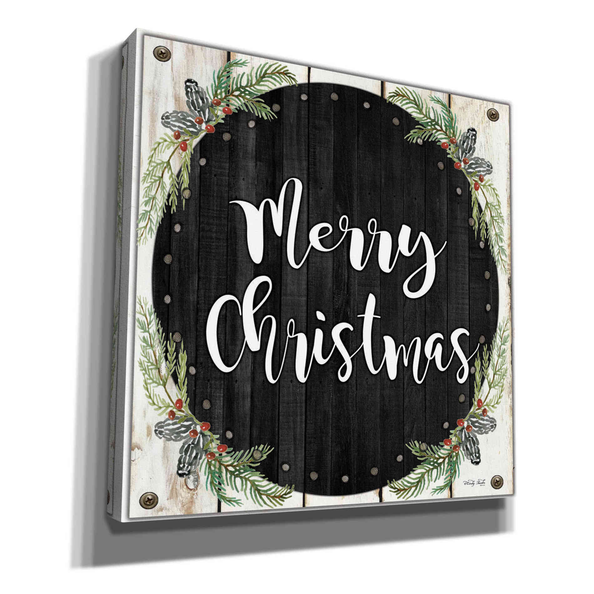 'Merry Christmas Wreath' by Cindy Jacobs, Canvas Wall Art