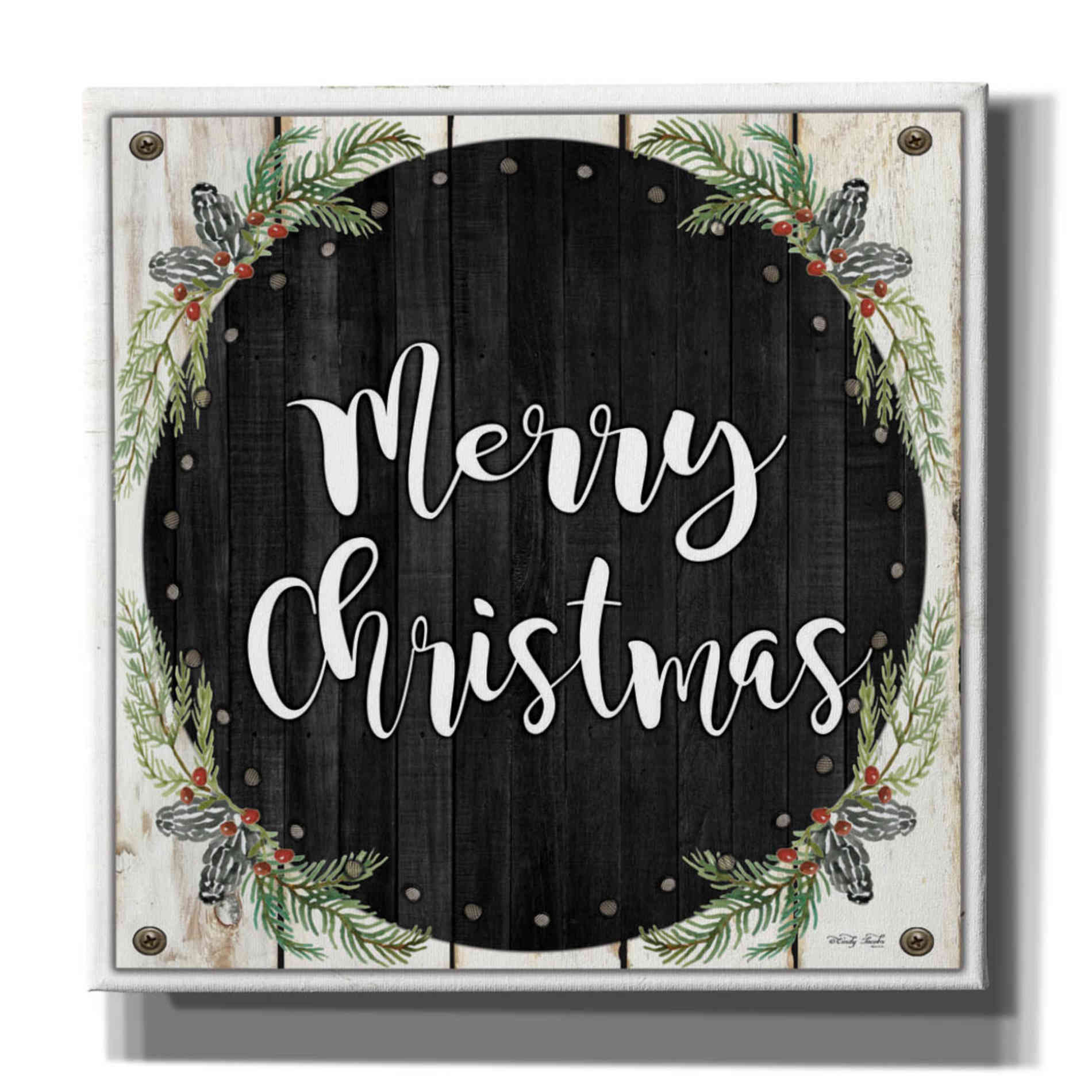 'Merry Christmas Wreath' by Cindy Jacobs, Canvas Wall Art