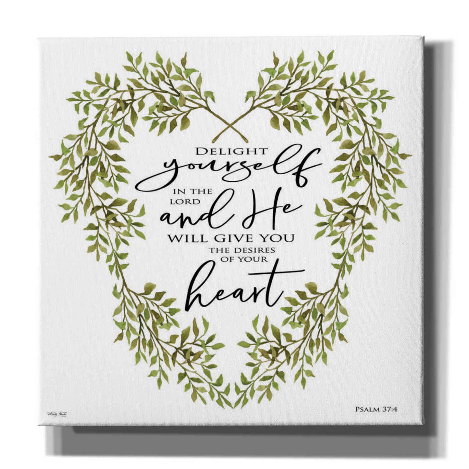 'Delight Yourself Heart Wreath' by Cindy Jacobs, Canvas Wall Art