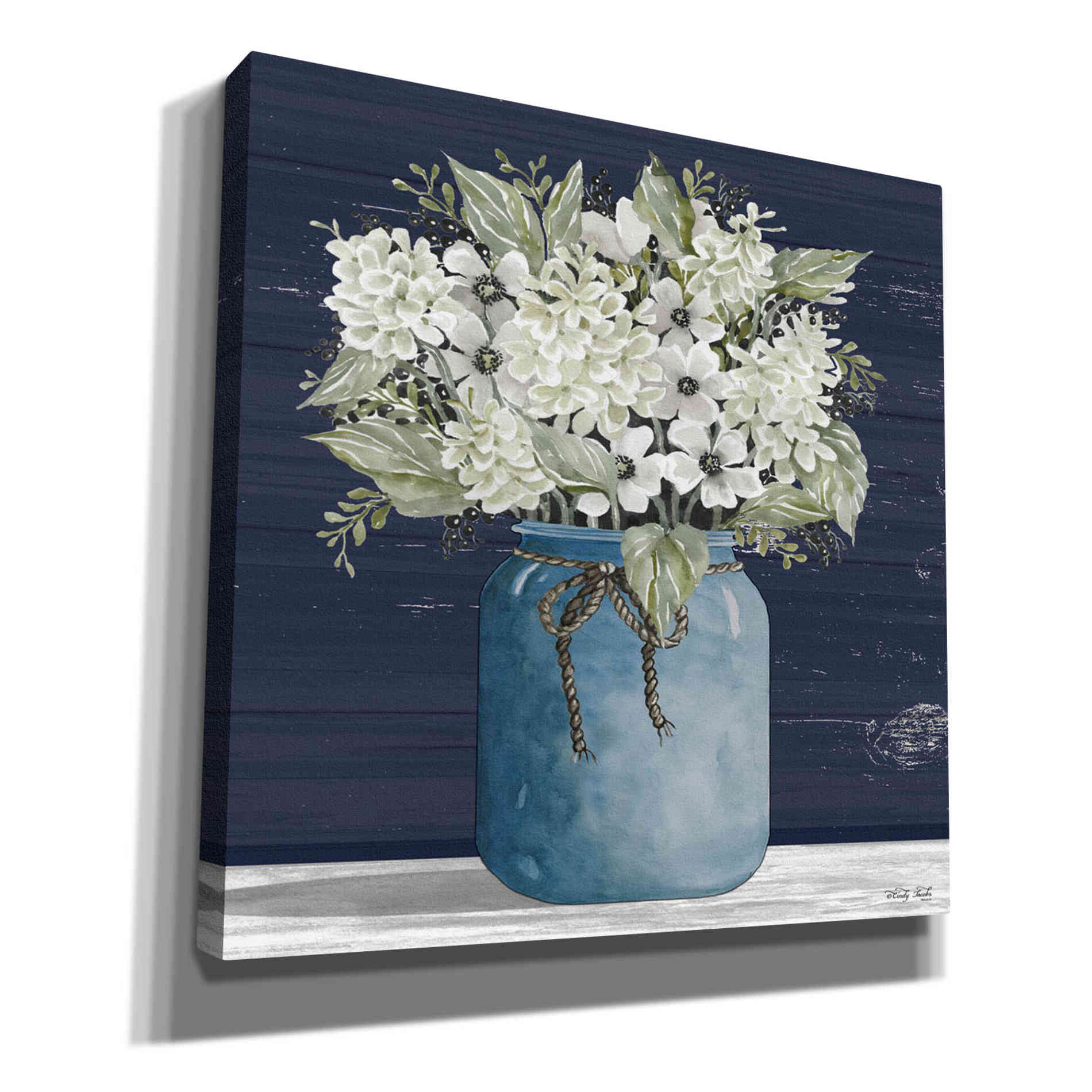 'White Flowers I' by Cindy Jacobs, Canvas Wall Art
