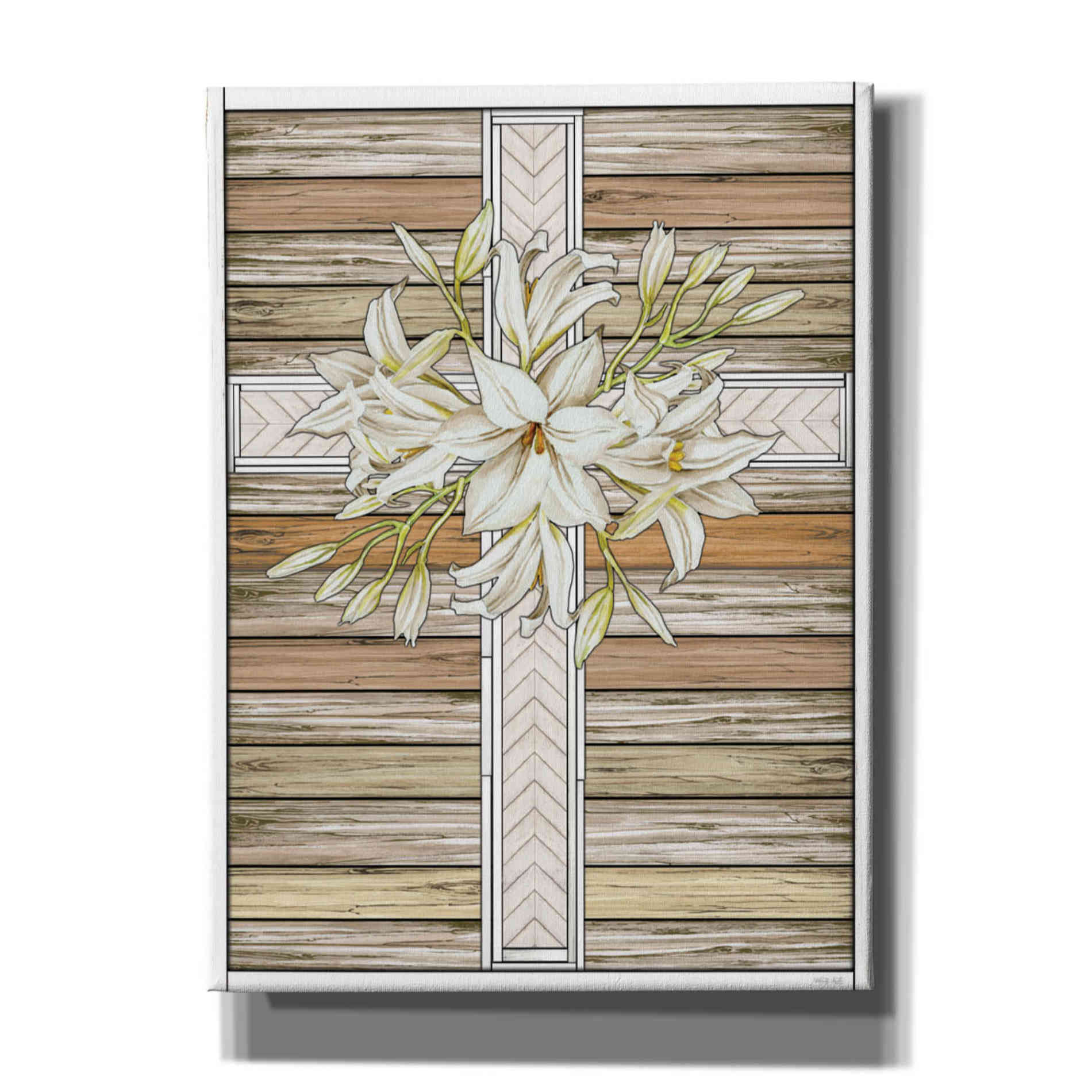 'Floral Cross' by Cindy Jacobs, Canvas Wall Art