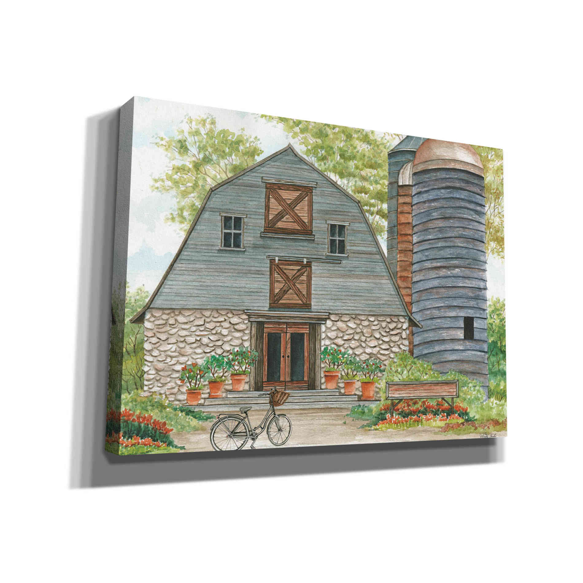 'Bluebird Barn' by Cindy Jacobs, Canvas Wall Art