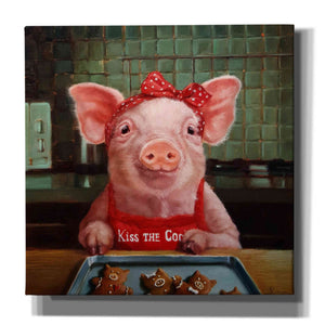 'Gingerbread Pigs' by Lucia Heffernan, Canvas Wall Art