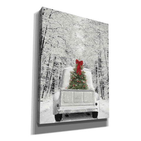 Image of 'Snowy Drive in a White Ford' by Lori Deiter, Canvas Wall Art