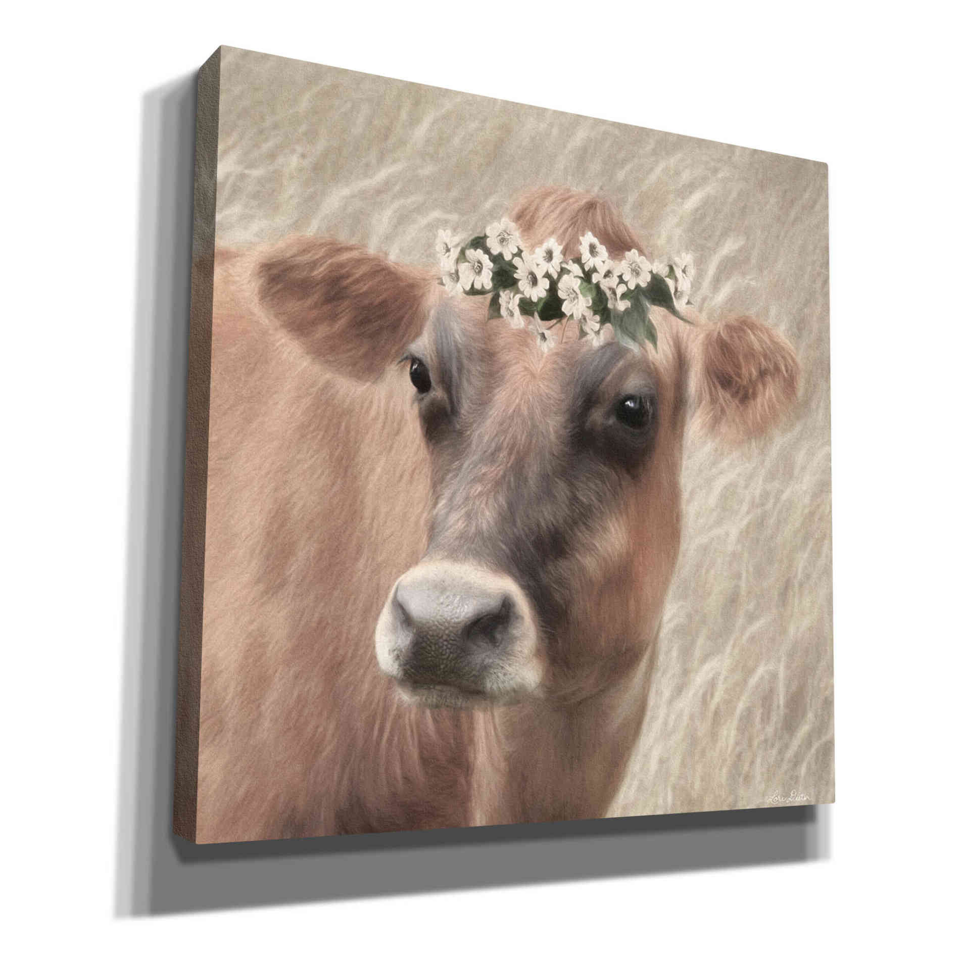 'Floral Cow II' by Lori Deiter, Canvas Wall Art