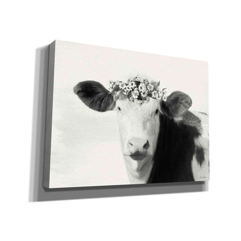 Image of 'Spotted Cow with Flowers' by Lori Deiter, Canvas Wall Art