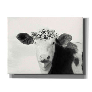 'Spotted Cow with Flowers' by Lori Deiter, Canvas Wall Art