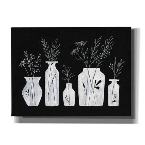 Image of 'White Line Floral Vases' by Rachel Nieman, Canvas Wall Art