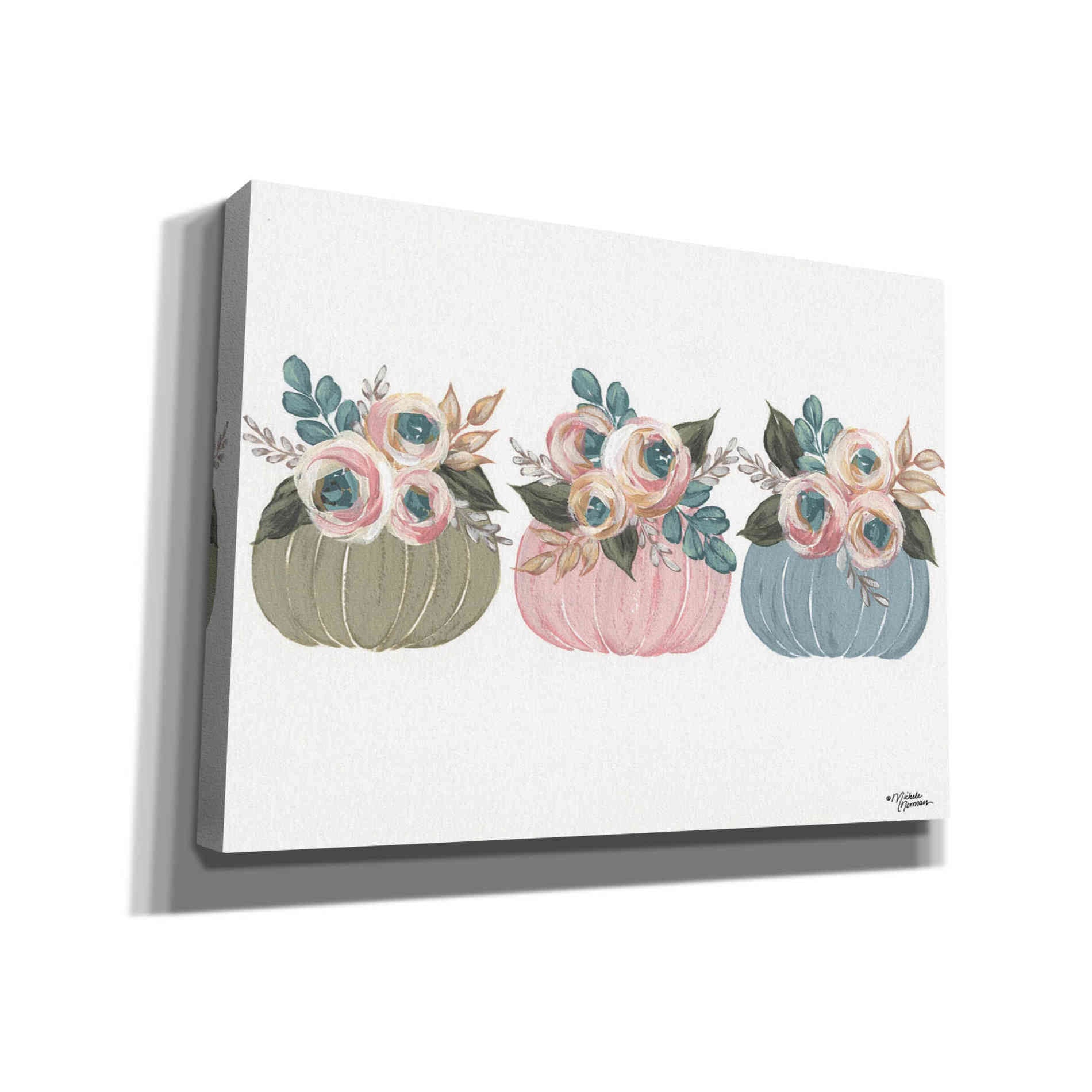 'Pumpkin Trio' by Michele Norman, Canvas Wall Art
