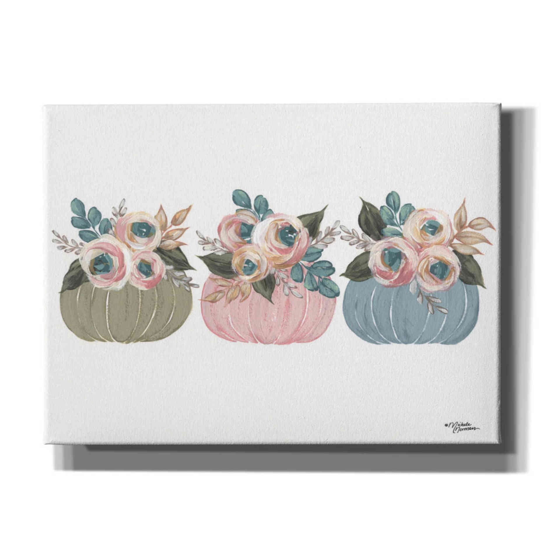 'Pumpkin Trio' by Michele Norman, Canvas Wall Art
