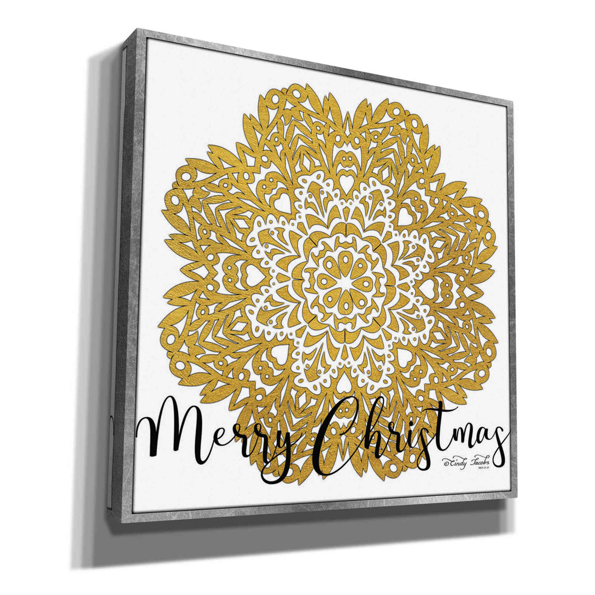 'Merry Christmas Mandala' by Cindy Jacobs, Canvas Wall Art