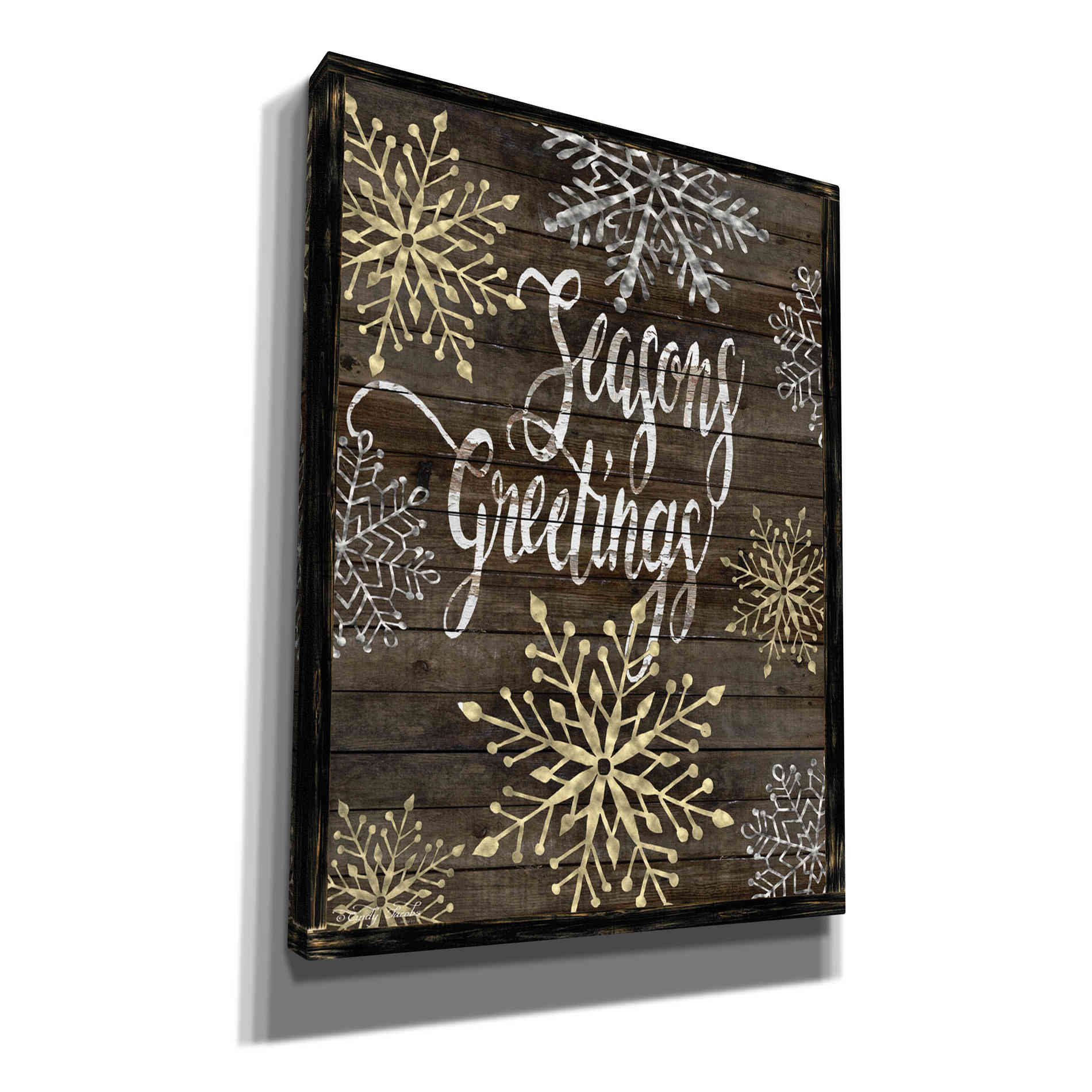 'Snowflake Seasons Greetings' by Cindy Jacobs, Canvas Wall Art