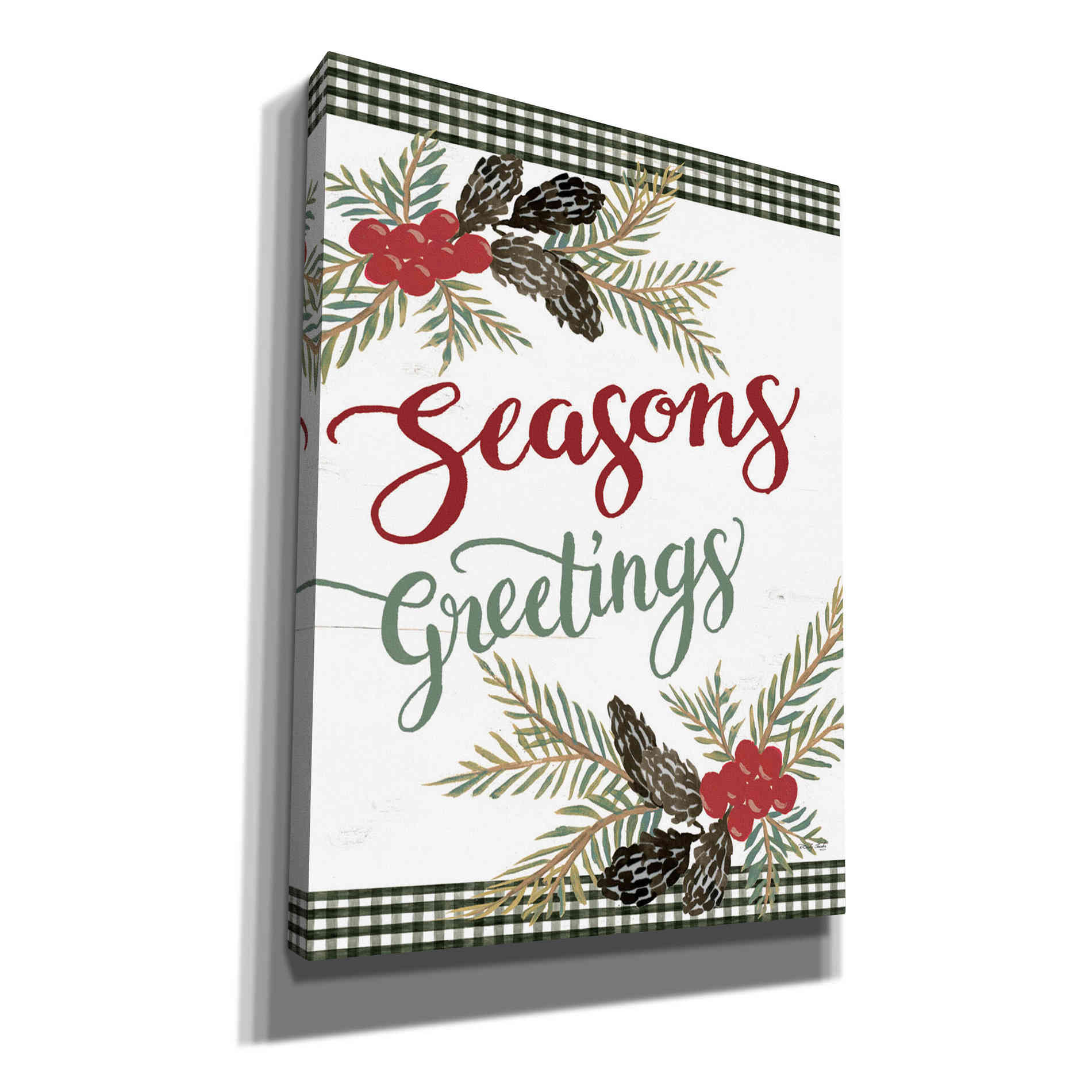 'Pinecone Seasons Greetings' by Cindy Jacobs, Canvas Wall Art