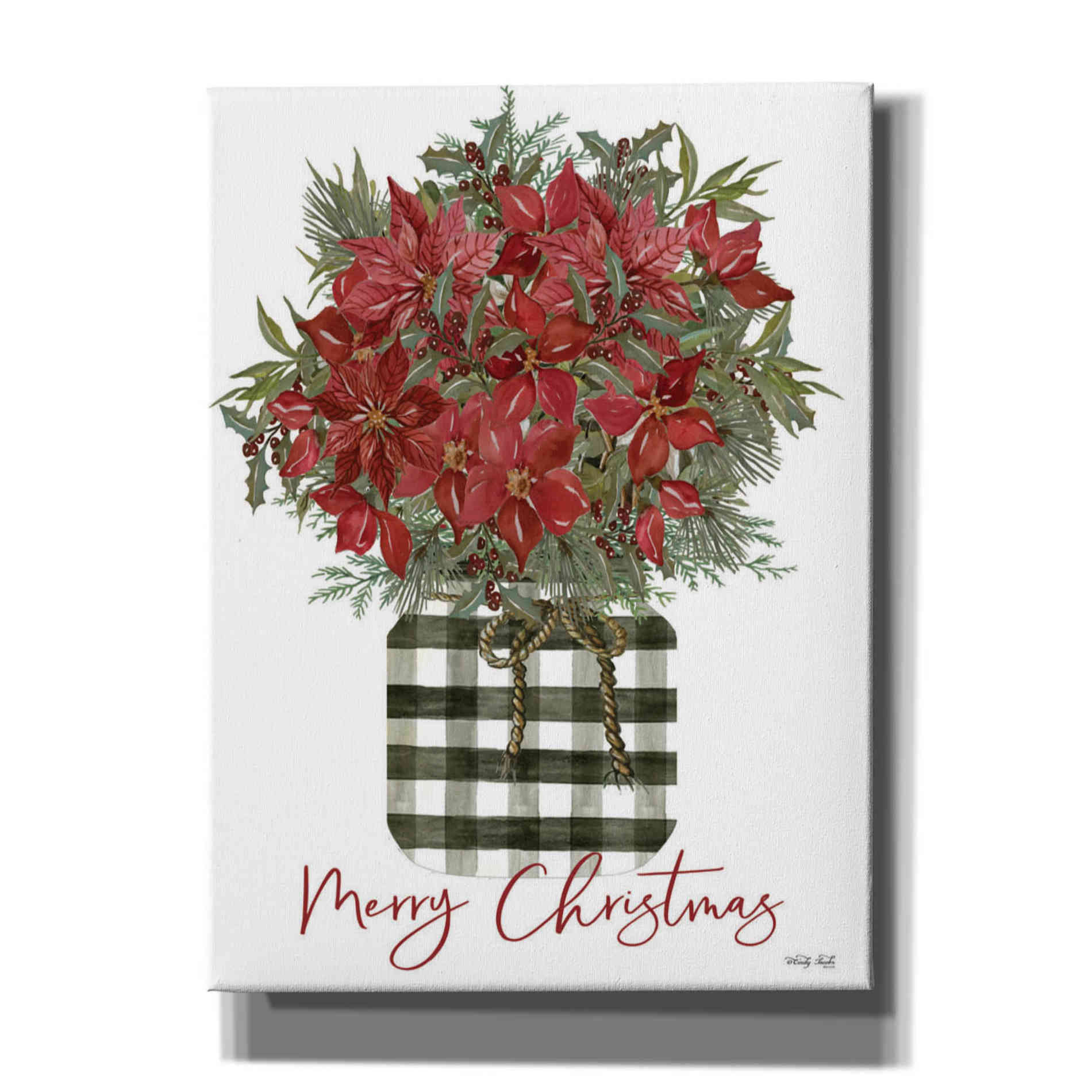 'Merry Christmas Poinsettia' by Cindy Jacobs, Canvas Wall Art