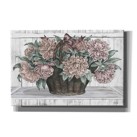 Image of 'Basket of Peonies' by Cindy Jacobs, Canvas Wall Art